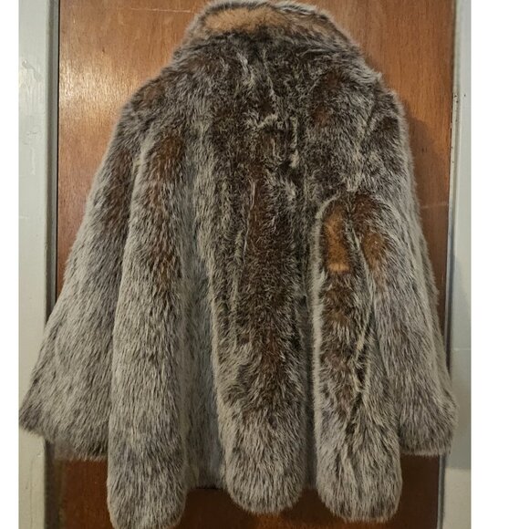 Vintage Dennis Basso Medium Tipped Fox Faux Fur Coat Silver Red - Picture 2 of 14